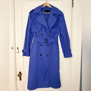 Ann Taylor Cobalt Blue Double-Breasted Trench Coat